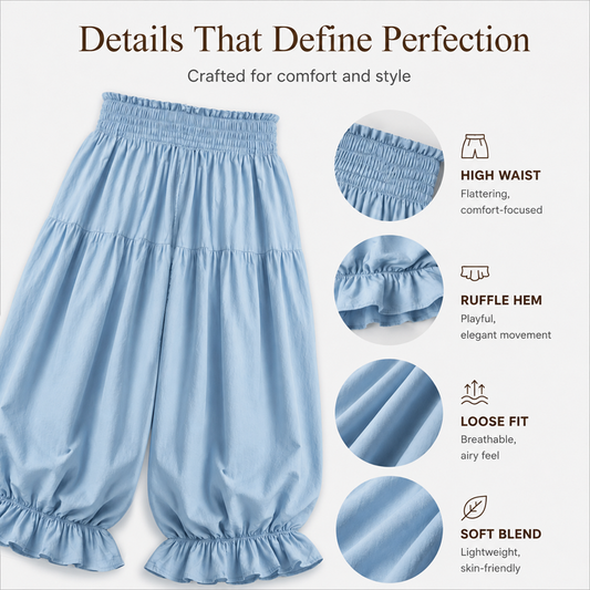 ⌛Offre à durée limitée : pantalon lanterne décontracté à ourlet volanté pour femme