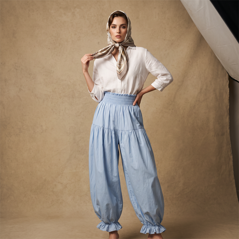 ⌛Offre à durée limitée : pantalon lanterne décontracté à ourlet volanté pour femme