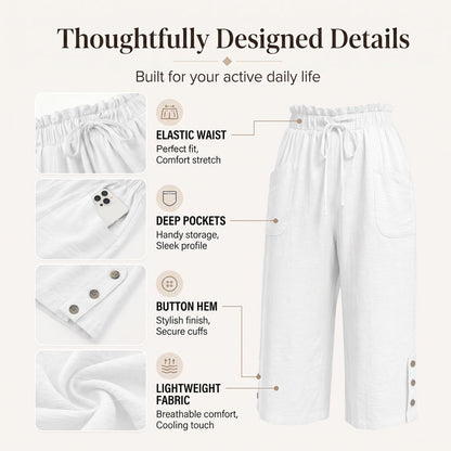 Pantalon large en coton et lin pour femme