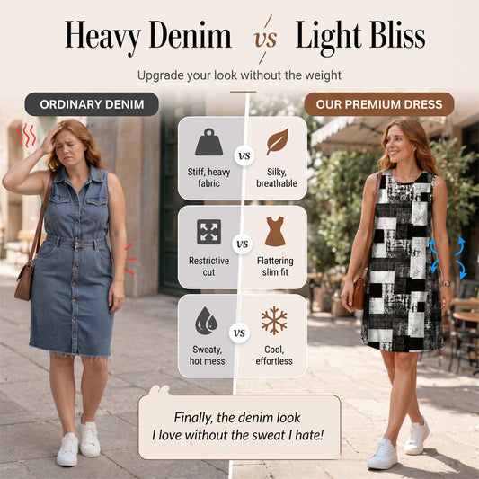 Robe sans manches à imprimé denim synthétique pour femme