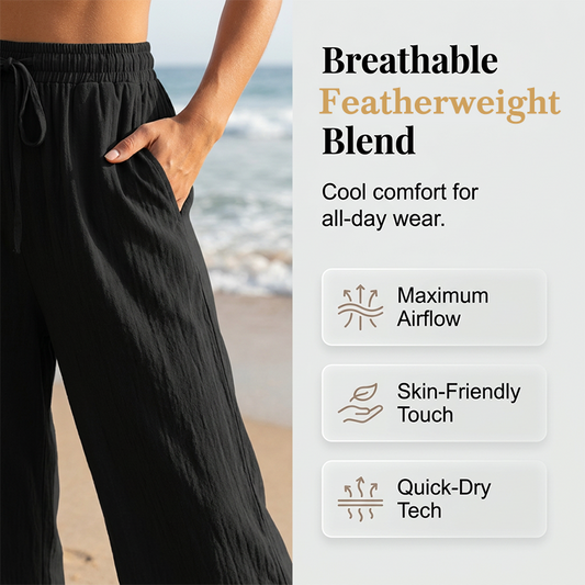 Pantalon décontracté à taille haute et jambes larges pour femme
