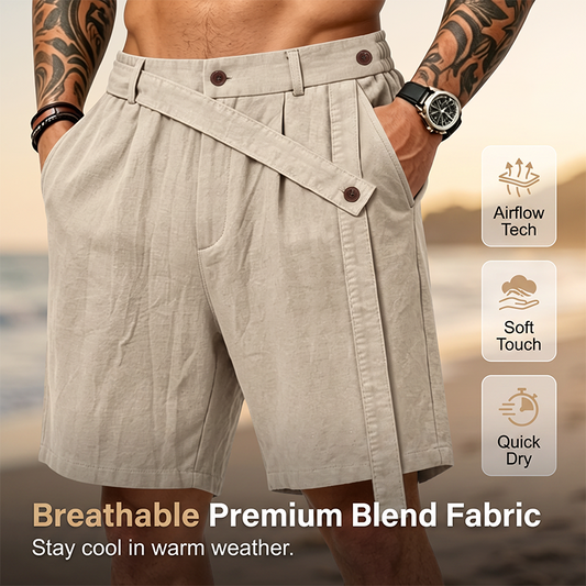 Short d'été en lin pour homme, coupe ample et décontractée, idéal pour la plage