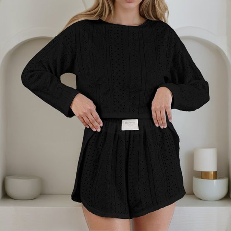 Ensemble 2 pièces d'été pour femme en maille ajourée