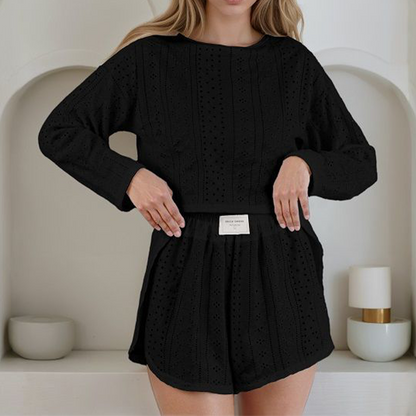 Ensemble 2 pièces d'été pour femme en maille ajourée