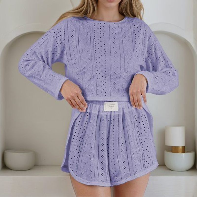 Ensemble 2 pièces d'été pour femme en maille ajourée