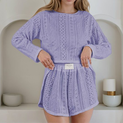 Ensemble 2 pièces d'été pour femme en maille ajourée