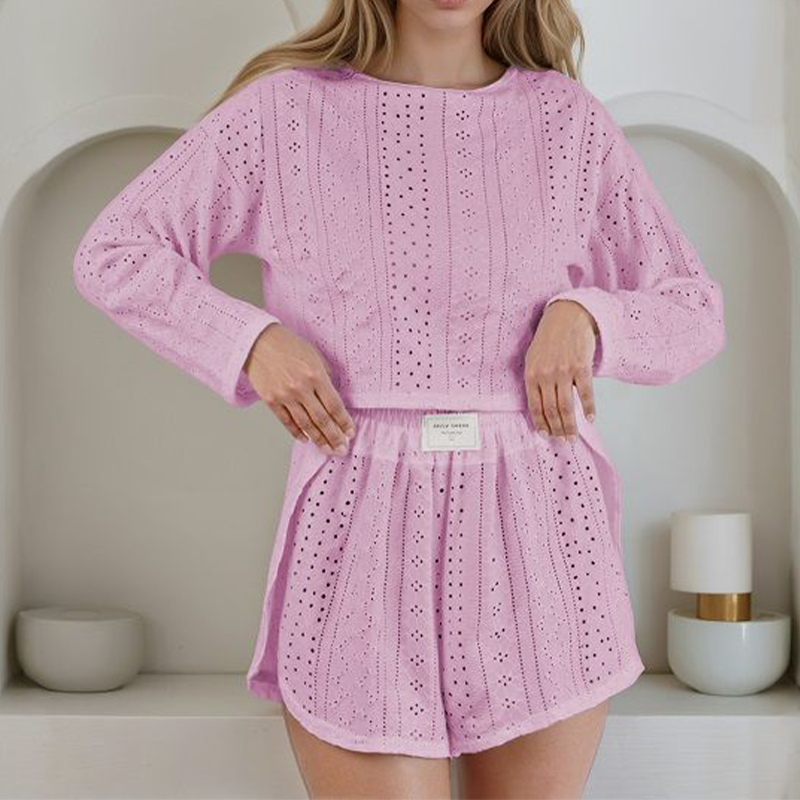 Ensemble 2 pièces d'été pour femme en maille ajourée
