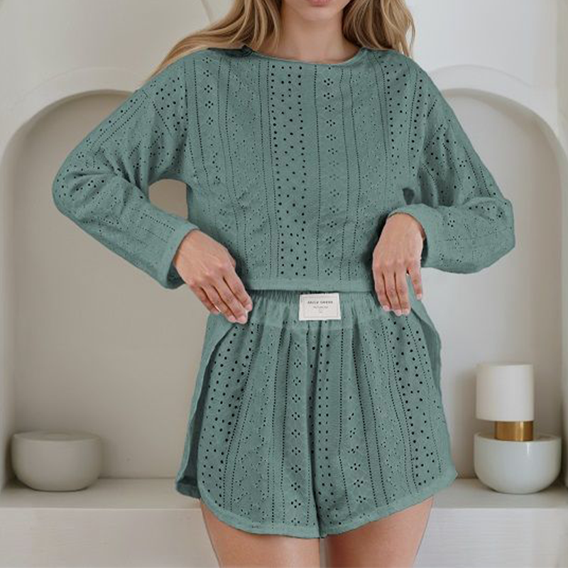 Ensemble 2 pièces d'été pour femme en maille ajourée