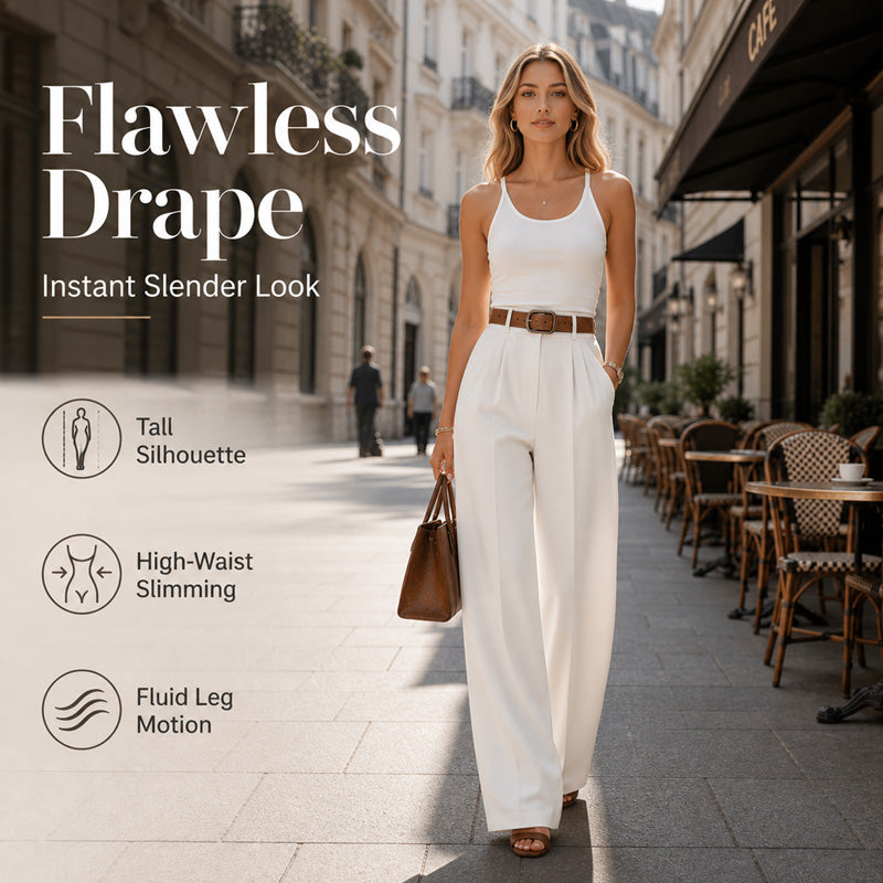 Nouveauté ✨👖 Pantalon fluide taille haute aux teintes douces – Une élégance sans effort, du bureau aux sorties en ville