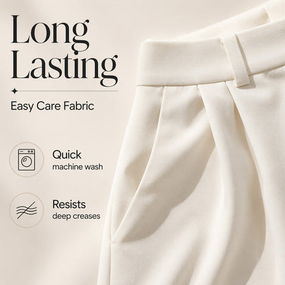 Nouveauté ✨👖 Pantalon fluide taille haute aux teintes douces – Une élégance sans effort, du bureau aux sorties en ville