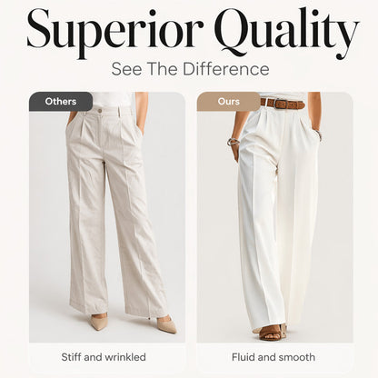 Nouveauté ✨👖 Pantalon fluide taille haute aux teintes douces – Une élégance sans effort, du bureau aux sorties en ville