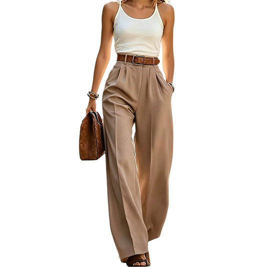 Nouveauté ✨👖 Pantalon fluide taille haute aux teintes douces – Une élégance sans effort, du bureau aux sorties en ville