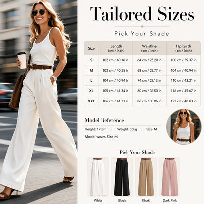 Nouveauté ✨👖 Pantalon fluide taille haute aux teintes douces – Une élégance sans effort, du bureau aux sorties en ville