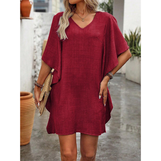 Tendance du moment ⭐💃 Robe élégante à col V et volants – Une silhouette flatteuse pour toutes les morphologies