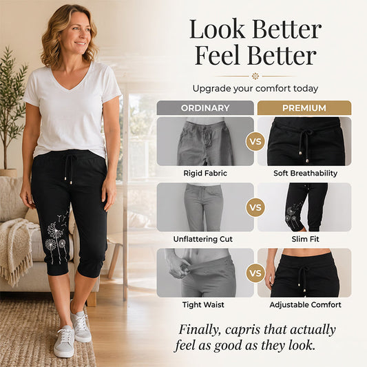 Pantalon court taille haute à cordon de serrage pour femme