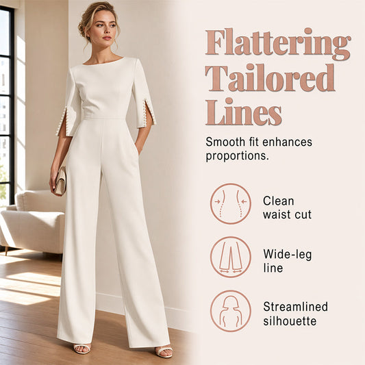 ✨Élégant, schmal geschnittener Jumpsuit mit Perlenverzierung