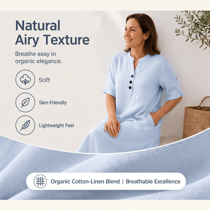 🔥‑50%🍃 Coupe ample sans serrement, multiples coloris unis disponibles，Robe midi décontractée femme