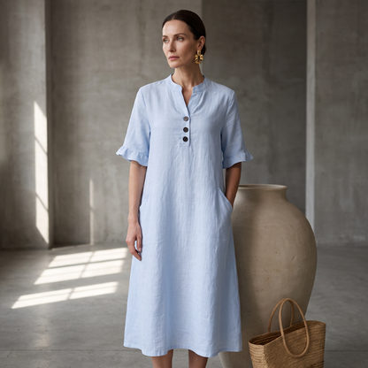 🔥‑50%🍃 Coupe ample sans serrement, multiples coloris unis disponibles，Robe midi décontractée femme