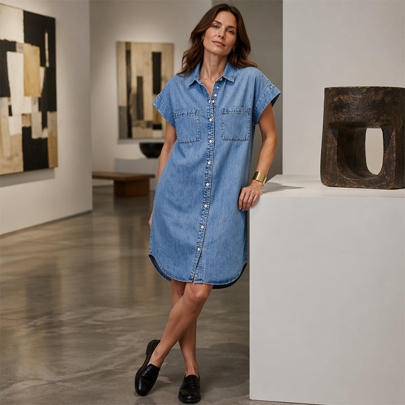 ⌛Offre à durée limitée – Robe chemise en jean ample pour femme