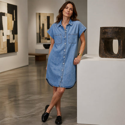 ⌛Offre à durée limitée – Robe chemise en jean ample pour femme
