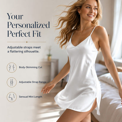 👗 Chemise de Nuit Femme en Satin Unie – Bretelles Fines, Col en V et Fentes Latérales🍃 Robe de sommeil coupe loose sans serrement, plusieurs couleurs unies