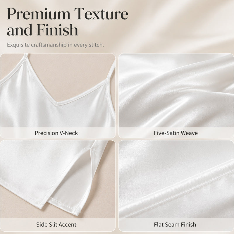 👗 Chemise de Nuit Femme en Satin Unie – Bretelles Fines, Col en V et Fentes Latérales🍃 Robe de sommeil coupe loose sans serrement, plusieurs couleurs unies