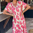 Robe décontractée à col en V et imprimé léopard pour femme