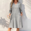 Robe en maille à rayures verticales et col en V pour femme