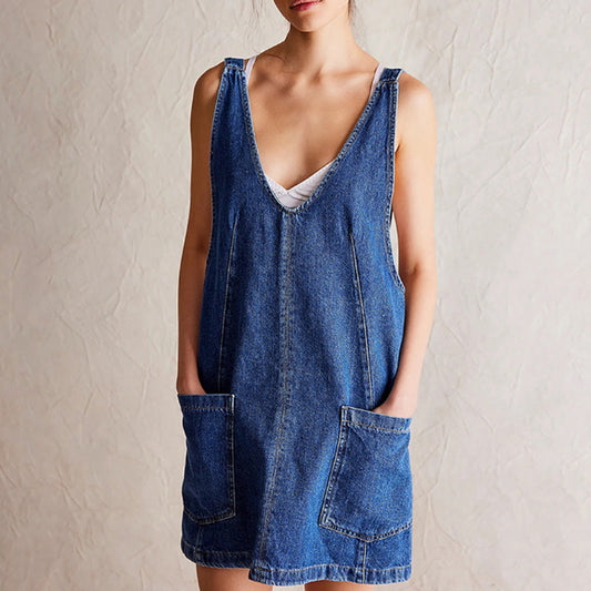 Robe de denim sans dos pour les femmes à la mode
