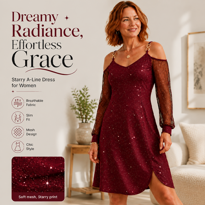 🌿 Robe épaules dénudées pailletée, détail noué et coupe droite pour allure élégante et lumineuse