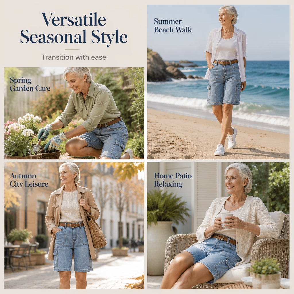Short cargo en jean coupe ample pour femme
