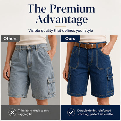Short cargo en jean coupe ample pour femme