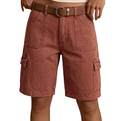 Short cargo en jean coupe ample pour femme