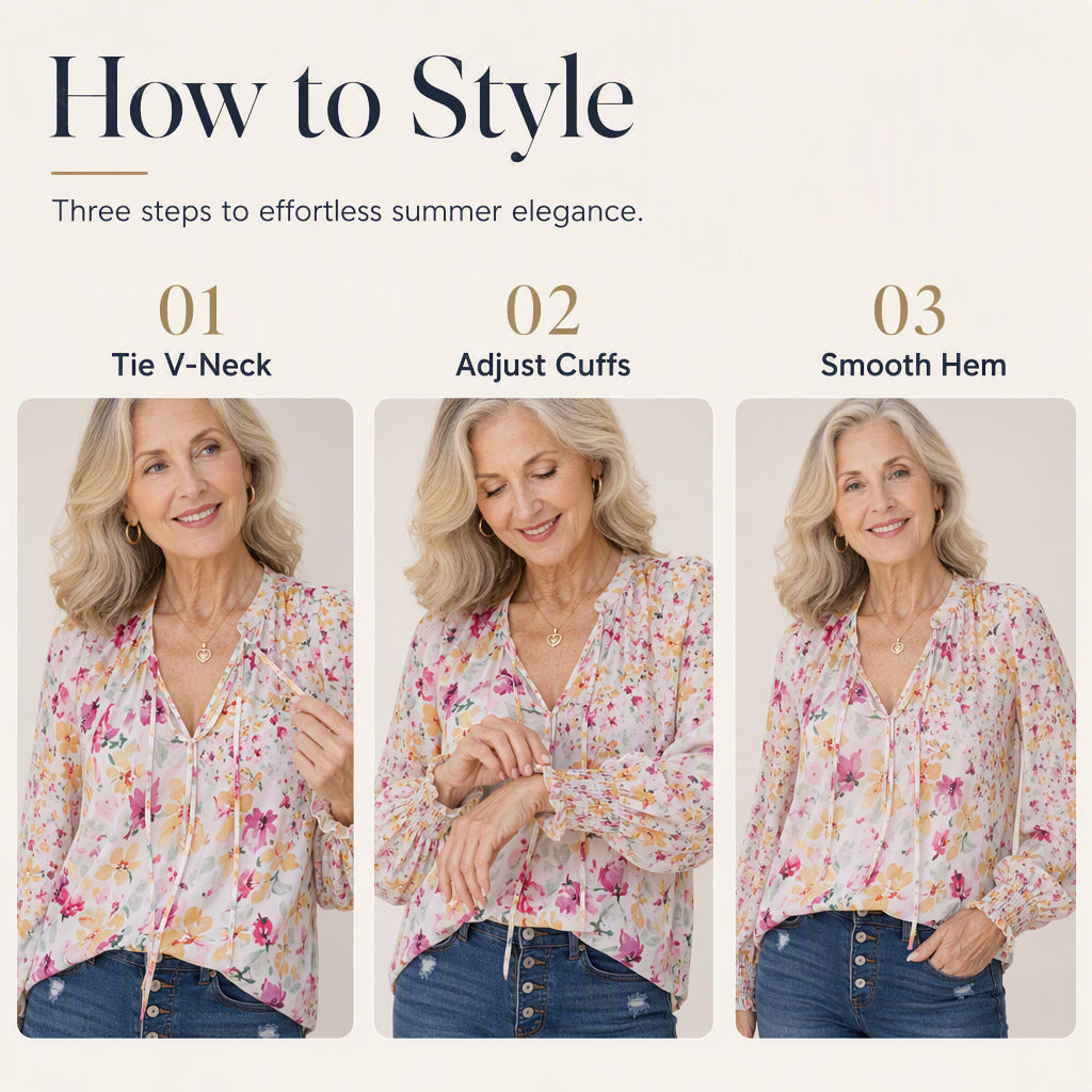 🌸💐 Haut à col en V respirant à imprimé floral pour femme
