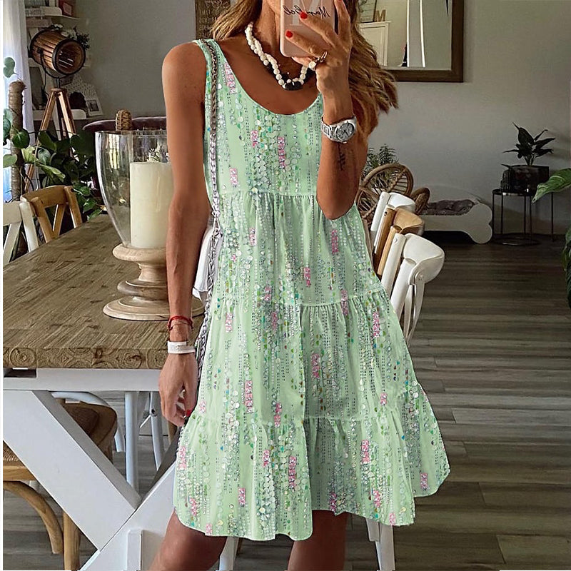 🌷 Robe midi à volants et imprimé délicat, qui respire la douceur et l'élégance 🤍 Robe fluide sans bretelles à volants, idéale pour créer un look polyvalent au quotidien