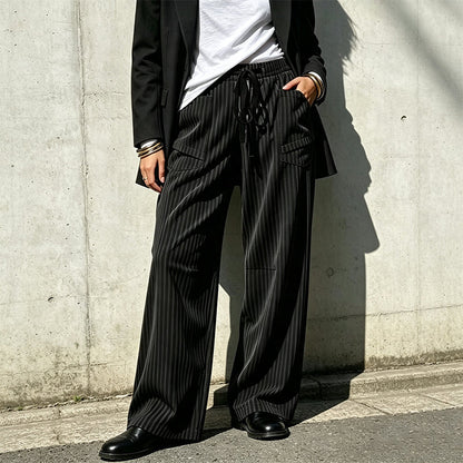 Pantalon droit côtelé femme à taille élastique et cordon de serrage, coupe ample fluide, tissu texturé doux pour usage quotidien🔥-44%🍃 Coupe ample sans serrement, plusieurs coloris unis polyvalents