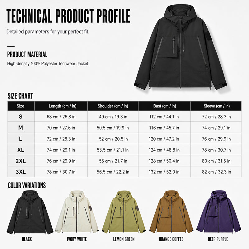 Veste hardshell imperméable et coupe-vent unisexe, capuchon intégré, plusieurs poches zippées, tissu extérieur résistant pour usage quotidien 🔥 - 40 % 🍃 coupe fonctionnelle pour tous les styles