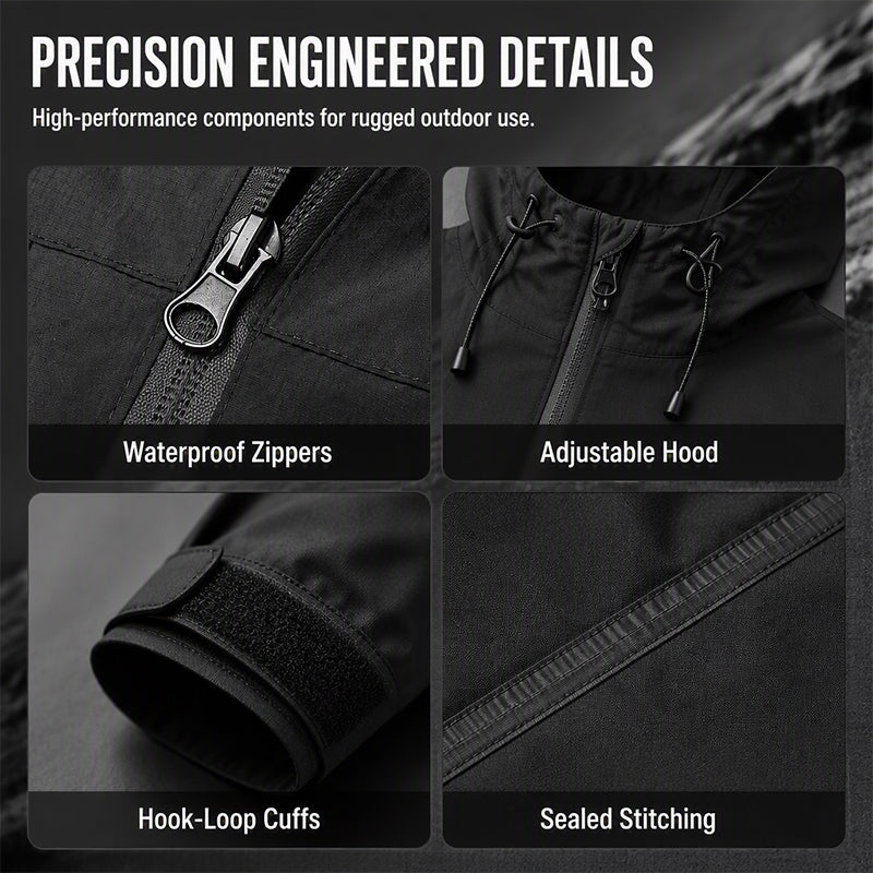 Veste hardshell imperméable et coupe-vent unisexe, capuchon intégré, plusieurs poches zippées, tissu extérieur résistant pour usage quotidien 🔥 - 40 % 🍃 coupe fonctionnelle pour tous les styles