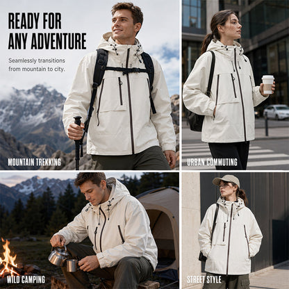 Veste hardshell imperméable et coupe-vent unisexe, capuchon intégré, plusieurs poches zippées, tissu extérieur résistant pour usage quotidien 🔥 - 40 % 🍃 coupe fonctionnelle pour tous les styles