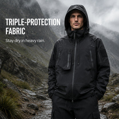 Veste hardshell imperméable et coupe-vent unisexe, capuchon intégré, plusieurs poches zippées, tissu extérieur résistant pour usage quotidien 🔥 - 40 % 🍃 coupe fonctionnelle pour tous les styles