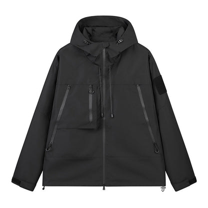 Veste hardshell imperméable et coupe-vent unisexe, capuchon intégré, plusieurs poches zippées, tissu extérieur résistant pour usage quotidien 🔥 - 40 % 🍃 coupe fonctionnelle pour tous les styles