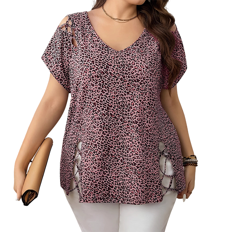 🐆 T-shirt pour femme léopard col V – Coupe fluide, confort chic au quotidien