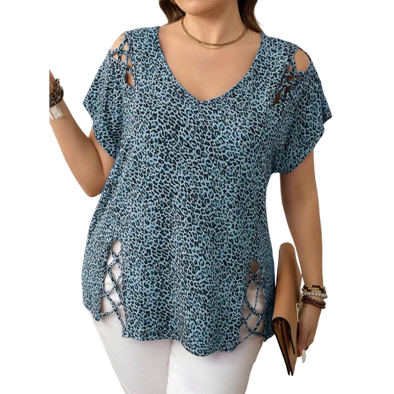 🐆 T-shirt pour femme léopard col V – Coupe fluide, confort chic au quotidien