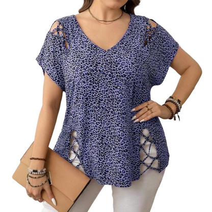 🐆 T-shirt pour femme léopard col V – Coupe fluide, confort chic au quotidien