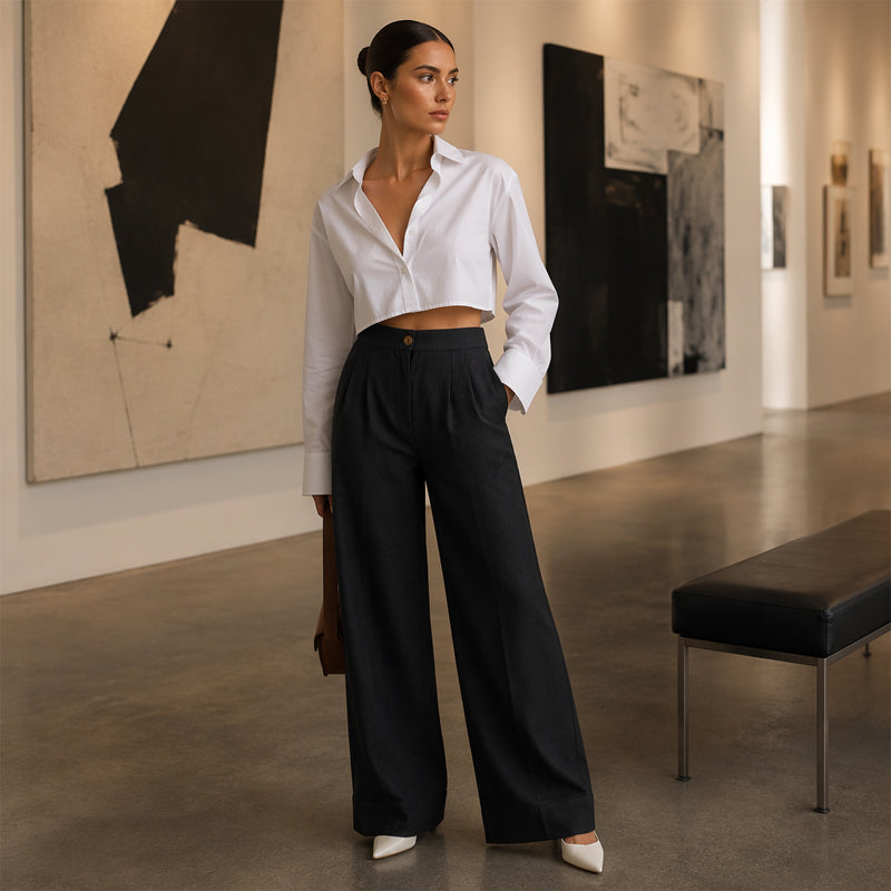 Pantalon indispensable 🔥👖 en lin léger mélangé – Coupe fluide et jambe droite classique, parfait pour le travail ou la fin de semaine