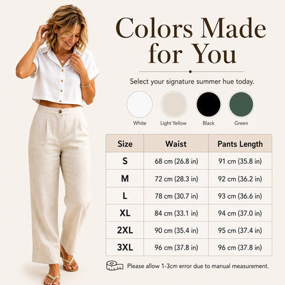 Pantalon indispensable 🔥👖 en lin léger mélangé – Coupe fluide et jambe droite classique, parfait pour le travail ou la fin de semaine