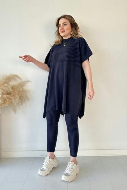 ✨Nouveau best-seller✨Ensemble deux pièces en maille extensible pour femme (haut + pantalon)🌿👚