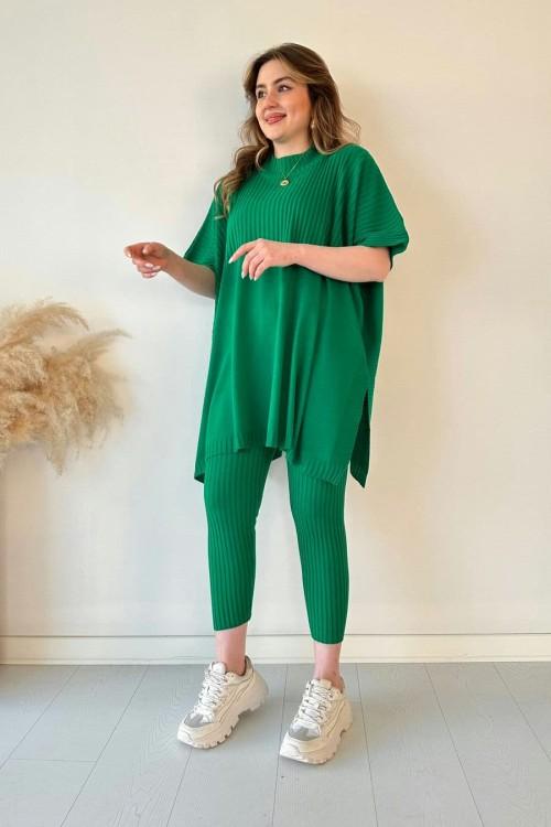 ✨Nouveau best-seller✨Ensemble deux pièces en maille extensible pour femme (haut + pantalon)🌿👚