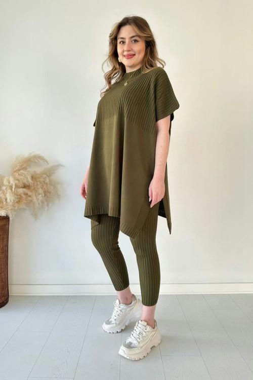 ✨Nouveau best-seller✨Ensemble deux pièces en maille extensible pour femme (haut + pantalon)🌿👚