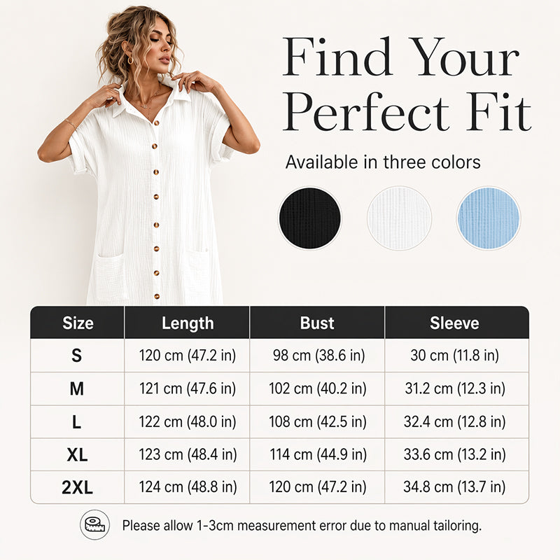 🔥‑56%🤍 Robe ample style chemise, tissu léger, look simple et élégant au quotidien